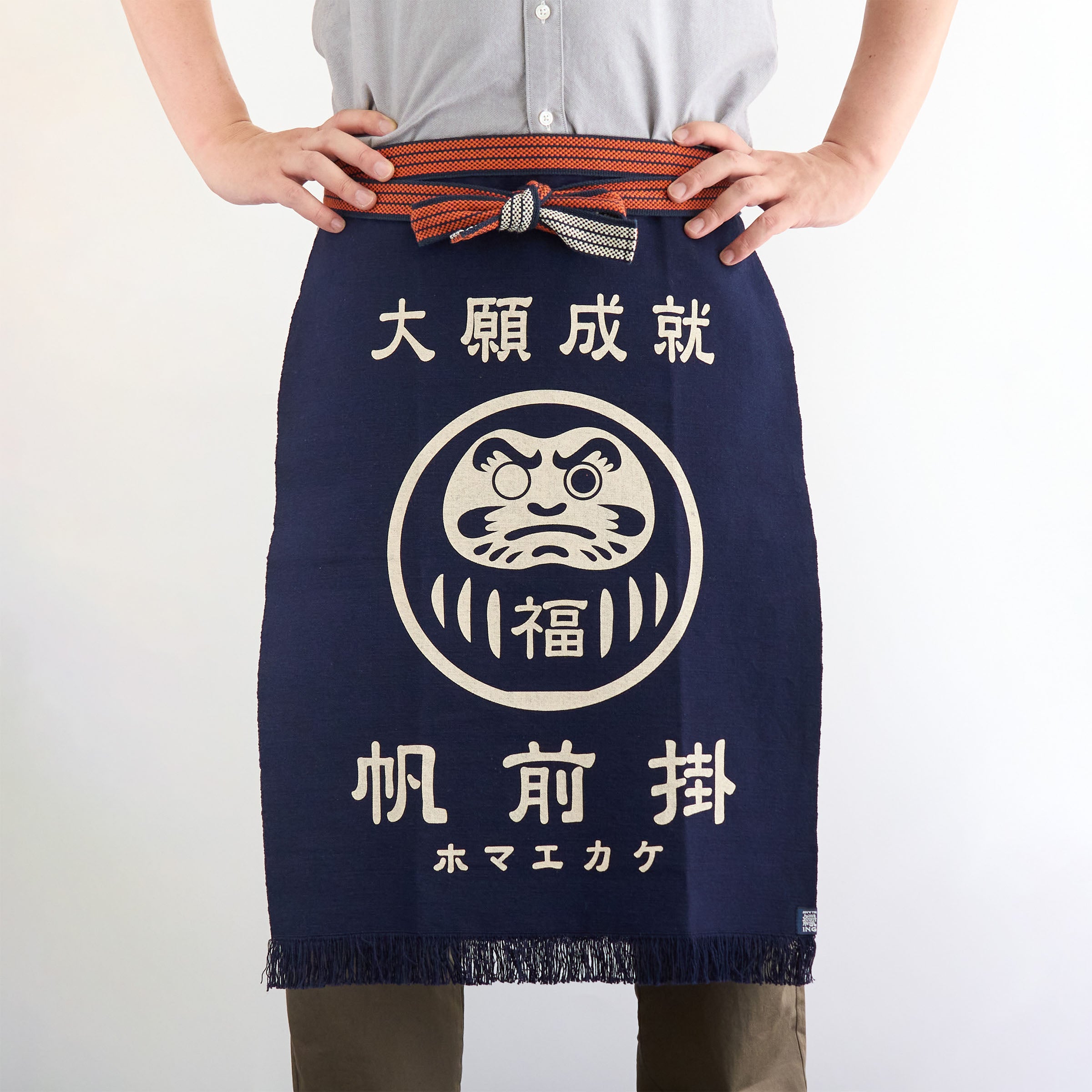 定番2号生地前掛け 縁起紋 だるま